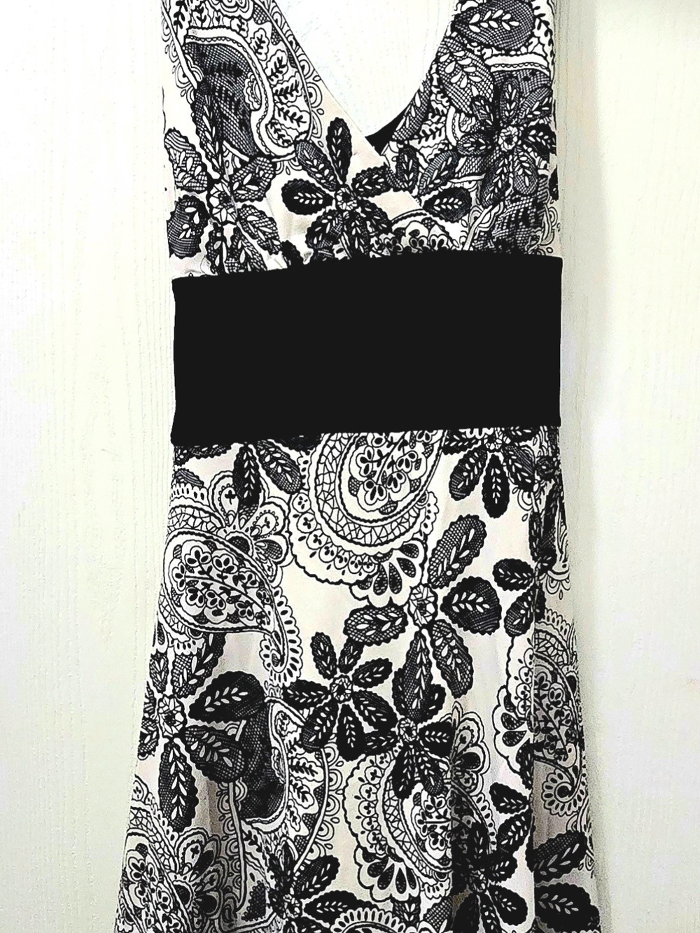 Alyn Paige Black and White Paisley Midi Dress